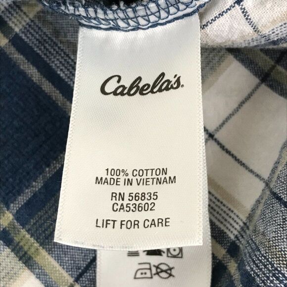 Cabela's Button Up Shirt Men's Large Plaid Short Sleeve Breathable 100% Cotton - Picture 10 of 11